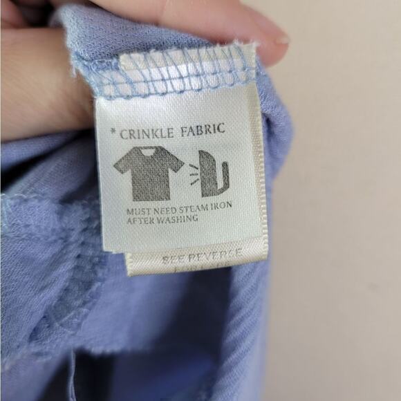 ONETHELAND Blue Off Shoulder Key Hole Back Embroidered Shoulder Top Small - Picture 7 of 9